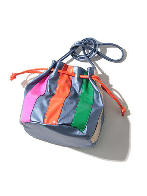 カラーブロック巾着ポーチ