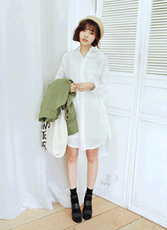 アイボリーベルトsetシャツワンピース