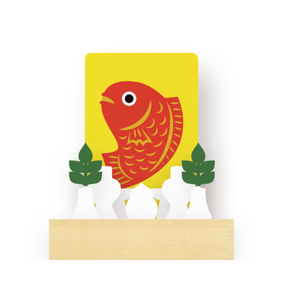 ていのり+おふだカード「目出鯛」(大願成就)ベース幅9cm×奥行5cm