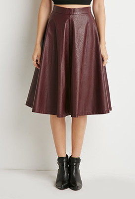 フェイクレザーAラインスカート