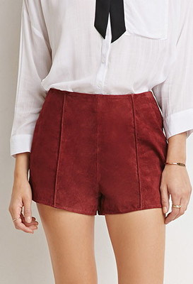スエードフラットフロントショートパンツ