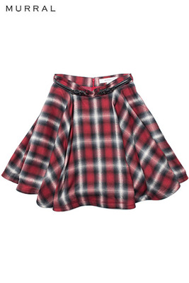 HOMBRE CHECK HOUSE HAIR SKIRT/RED