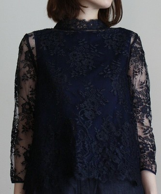 リバーレース スタンドカラー ブラウス