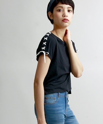 WEGO/レースアップTシャツ