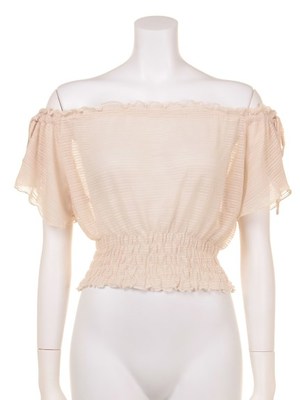 Lily Brown (リリーブラウン) リボンオフショルブラウス