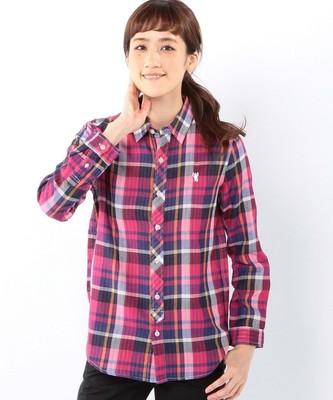 （coen）ダブルガーゼビッグチェックシャツ