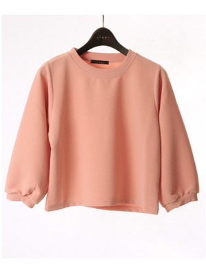 リップル7分袖ショートトップス