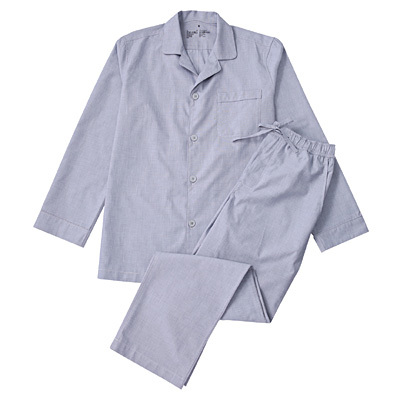 オーガニックコットンシャツ生地パジャマ　男女兼用・Ｓ・ネイビー