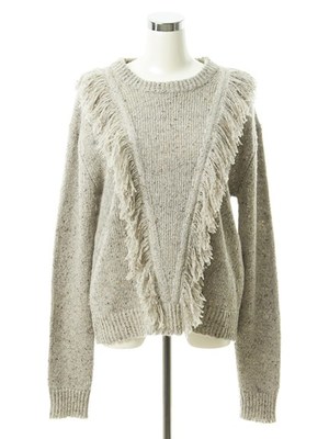 メランジフリンジニットプルオーバー