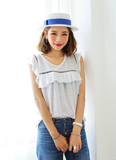 スクエアフリルブラウス・全2色