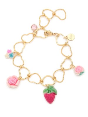 vintageストロベリーのハートチェーンブレスレット