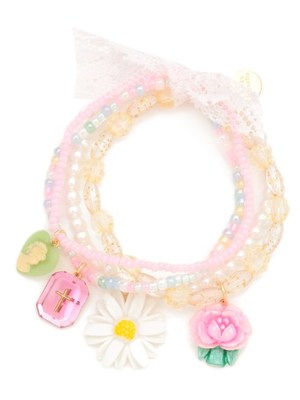 vintageデイジーとカボションの重ねづけブレスレット