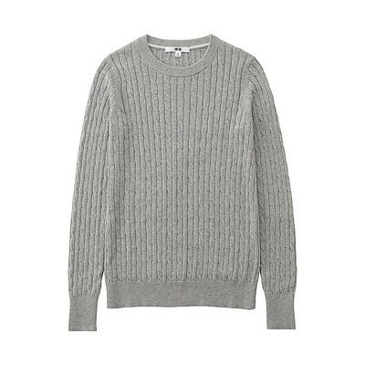 ユニクロ コットンカシミヤケーブルクルーネックセーター（長袖）