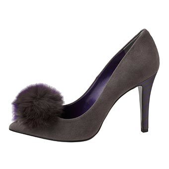 ビビッドカラーファー付きパンプス