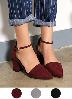 アンクルラップポインテッドトゥミドルヒールシューズ・全3色・s45125