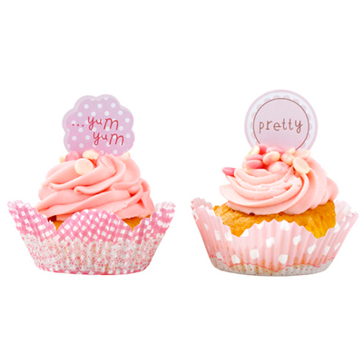 ベーキングカップ＆トッパー／ピンク