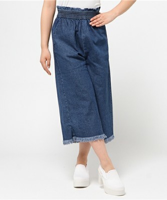 デニムフリンジガウチョパンツ