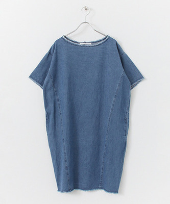 デニムフリンジワンピース