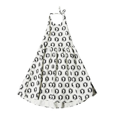  博士帽ホルターネックフレアワンピース