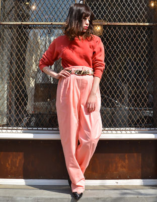 Peach pink high waisted tapered pants