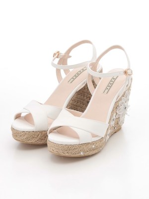 フラワーレースジュートウェッジサンダル