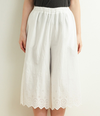 刺繍ギャザーガウチョパンツ(