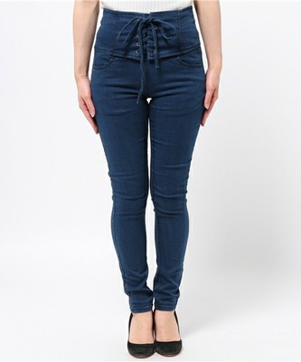 レースアップハイウエストスキニーパンツ