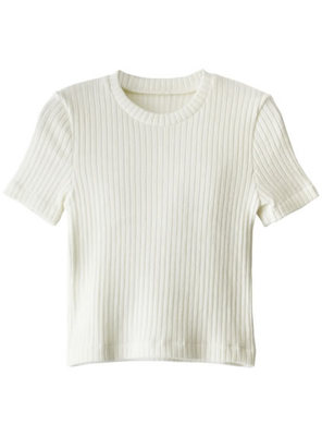 ハーフスリーブリブトップス