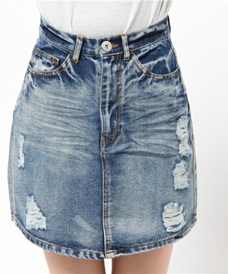 (ANAP) ダメージDENIM台形ミニスカート