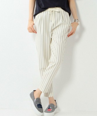 ストライプ テーパードパンツ ホワイト