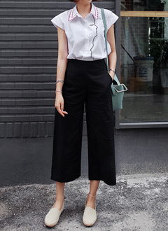 ウエストゴムリネンワイドパンツ