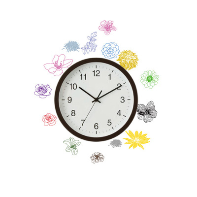 時計用ウォールステッカー＜手書きの花＞