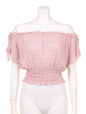 Lily Brown (リリーブラウン) リボンオフショルブラウス