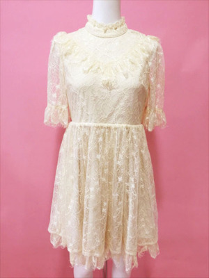Lace frill one piece
