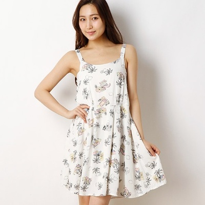 フルーツ柄ノースリワンピース