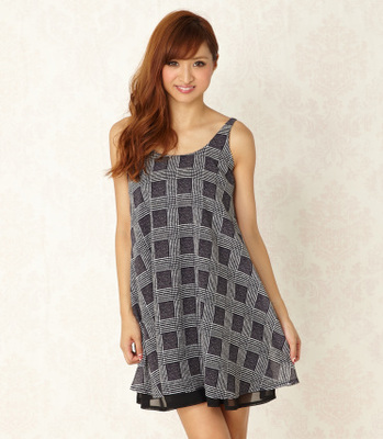 チェックシフォンミニOP