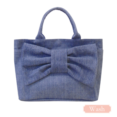 pink trick ピンクトリック  デニム リボン トートバッグ