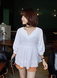 Vネックフレアブラウス・全2色・t42787