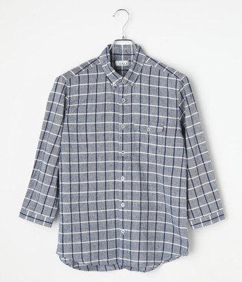 ジュンレッド コットンリネンウィンドウペン7分袖シャツ