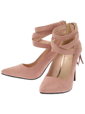 レースアップフリンジパンプス