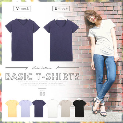 スラブ素材半袖ベーシックTシャツトップス