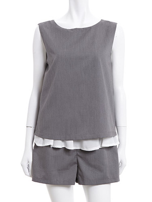 レイヤードブラウス×キュロットセットアップ