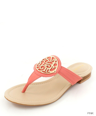 メタルパーツトングフラットサンダル