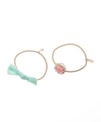 リボン×ビジュー ラメポニー