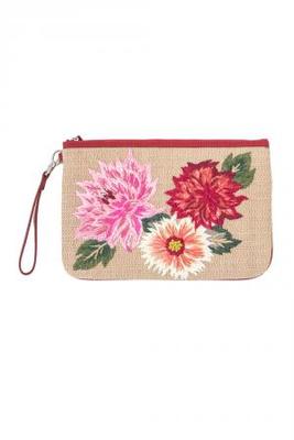ダリア刺繍クラッチ