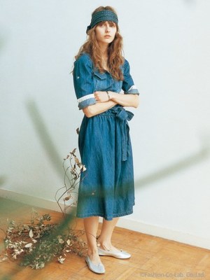 [Balcony and Bed]6ozデニムミリタリーワンピース