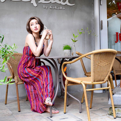 ビジュー付きエスニックマキシワンピ×ブレスレット