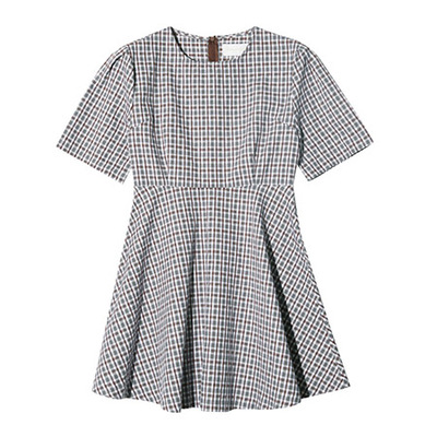 チェック柄フレアミニワンピース