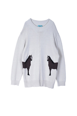 馬インターシャニットプルオーバー