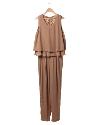 裾フリルストレッチJZロング／コンビネゾン